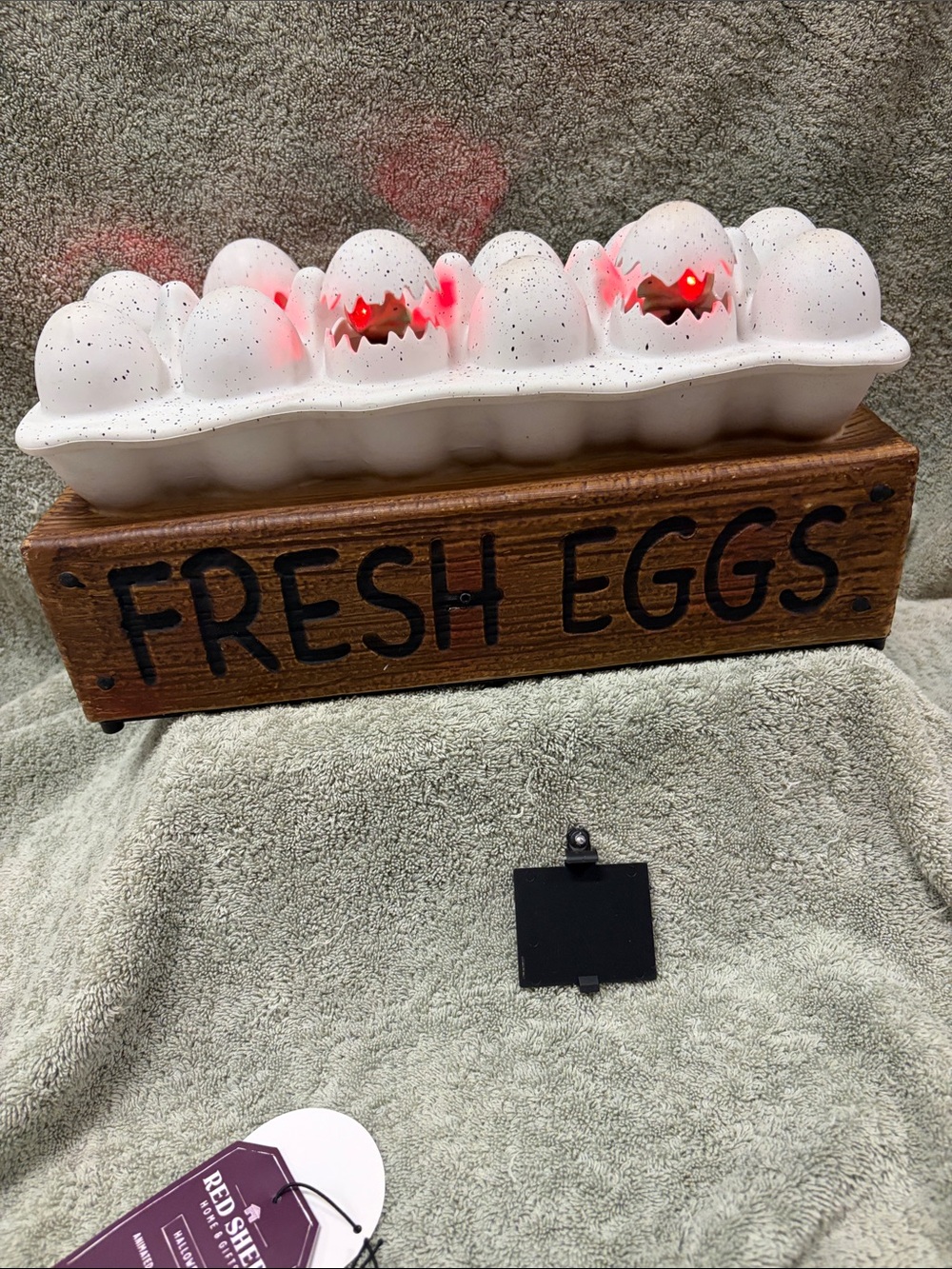Fresh Eggs Light-Up Tabletop Sign in White by Red Shed